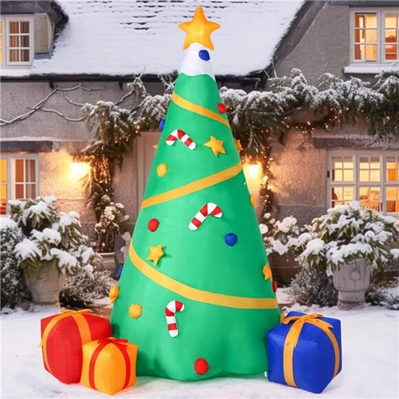 8 FT Christmas Inflatable Tree Decoration, Lighted Giant Christmas - Picture 7 of 8